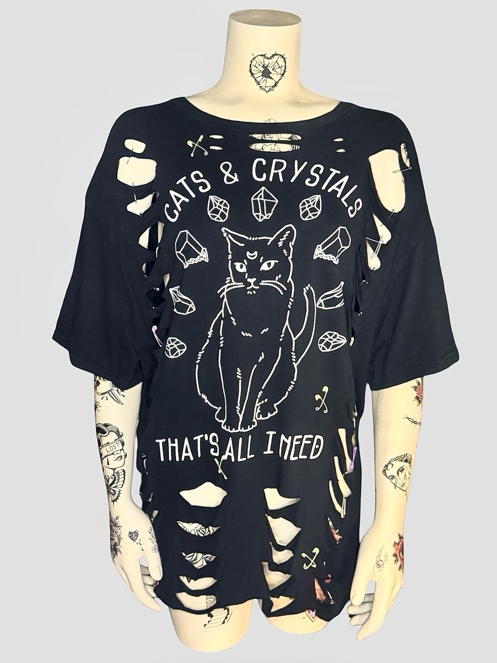 Cat & crystals custom graphic t-shirt